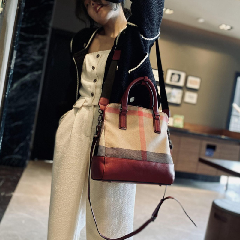New Genuine Leather Plaid HandBag 2023 High Capacity Shoulder Bags Fashion Brand Designer Trends Handbag ddmymoon