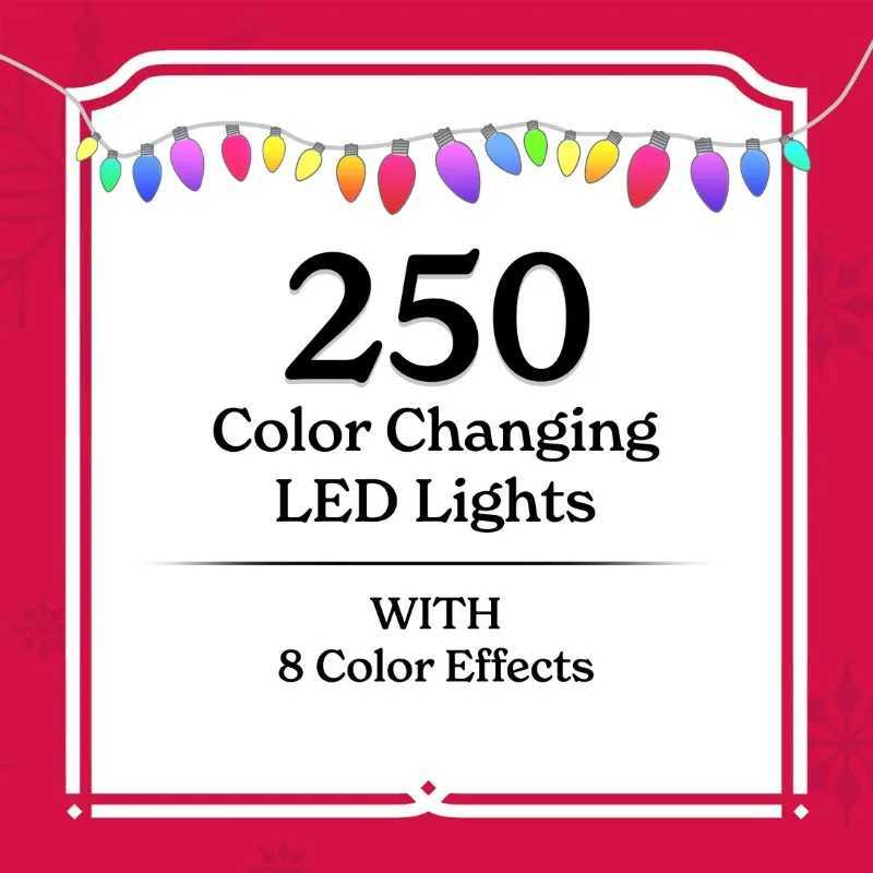 6.5-foot pre lit Madison pine artificial Christmas tree with 250 color changing LED lights and brackets according to holiday time W241029
