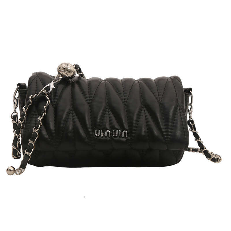 Embroidery thread 2024 new chain shoulder texture PU small square fashion letter crossbody women's bag
