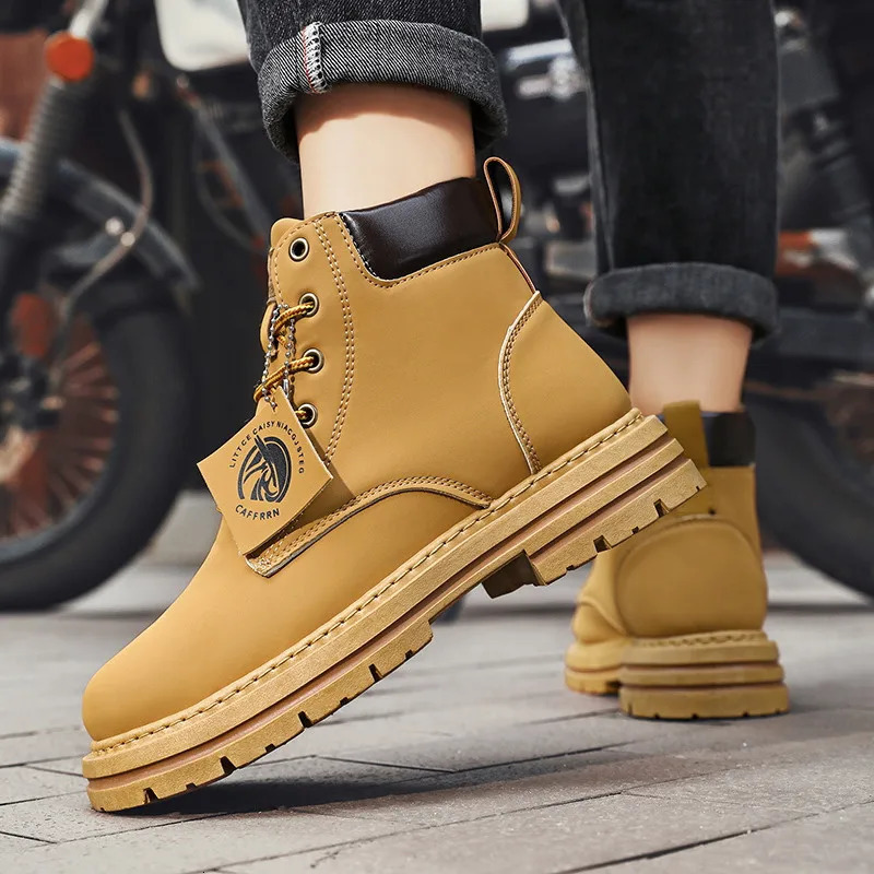 Boots for Men Green Platform Casual Laceup Ankle Work Plus Size 48 Botas Para Hombre 241028