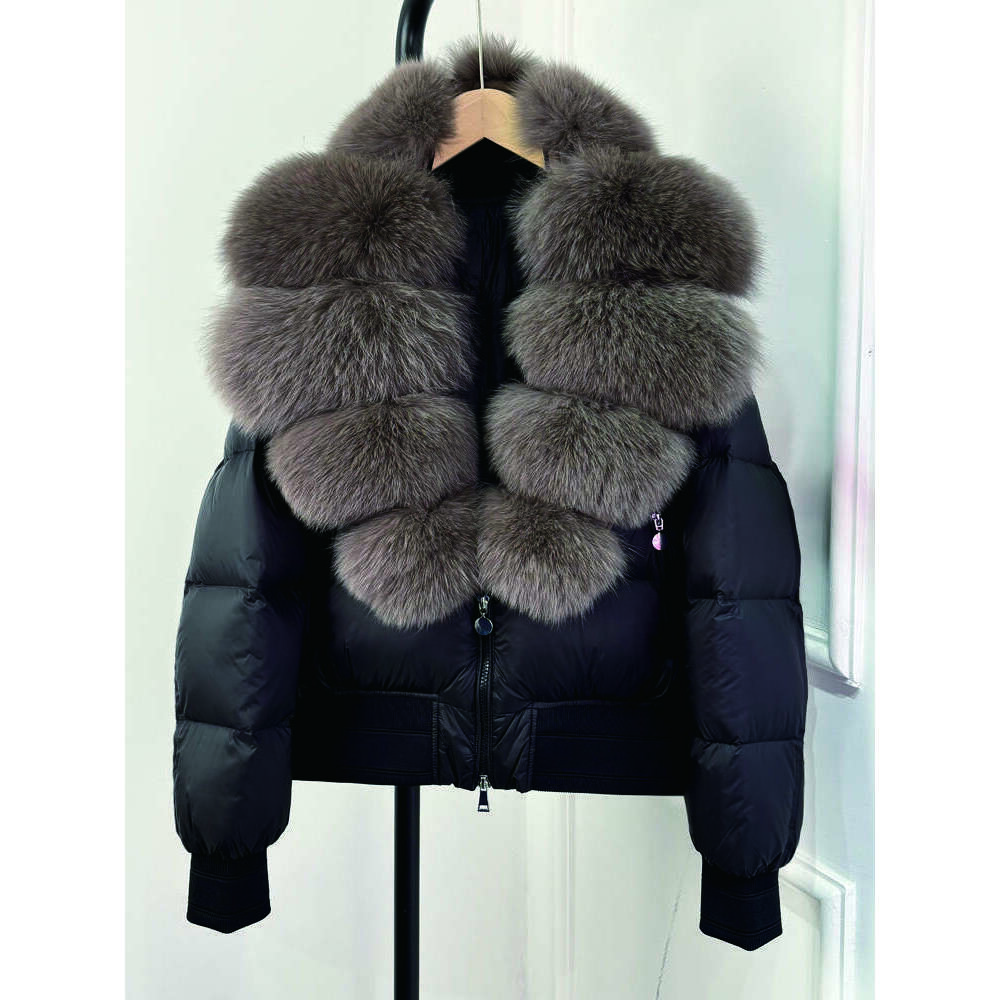 Janveny Large Real Fox Fur Coat 2024 Fashion Winter Puffer Jacket Women Thick 90% Duck Down Clothing Female Waterproof Parkas 934