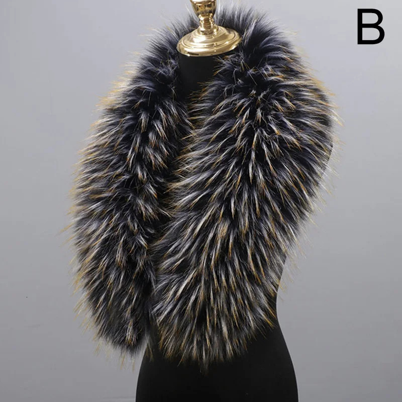 50cm Faux Fur Collar Winter Large Coat Scarves Women Neck Warm Fluffy Shawl Female Cloth Accessories 241028