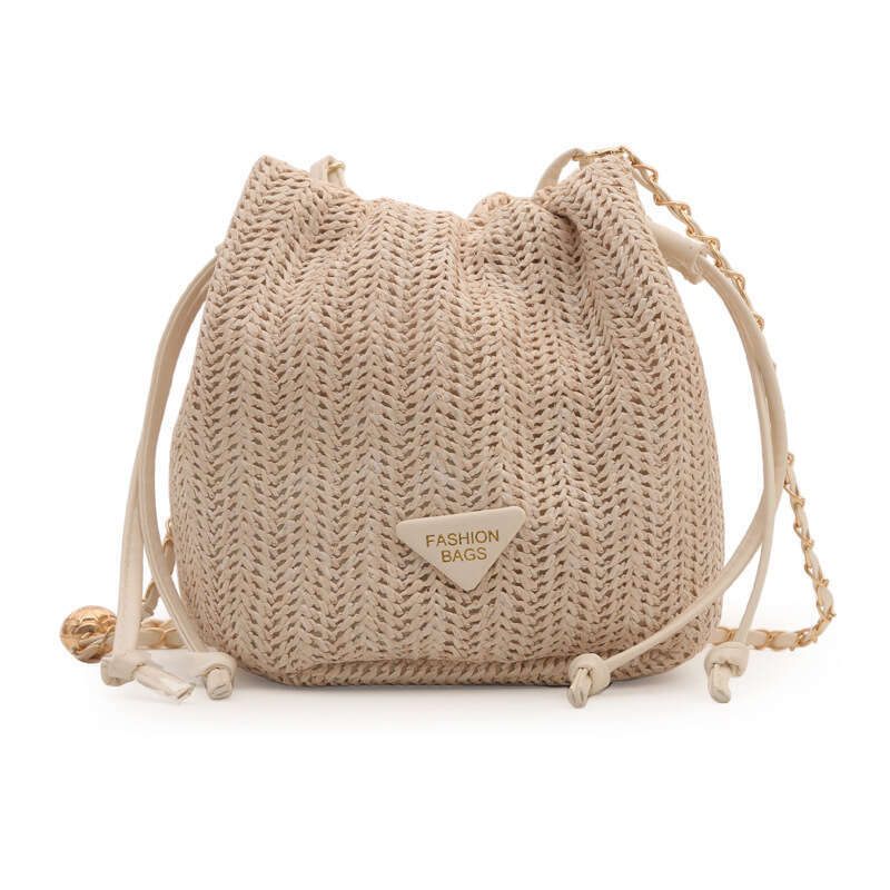 Women's 2024 new fashionable shoulder texture woven bucket niche versatile chain crossbody bag trend