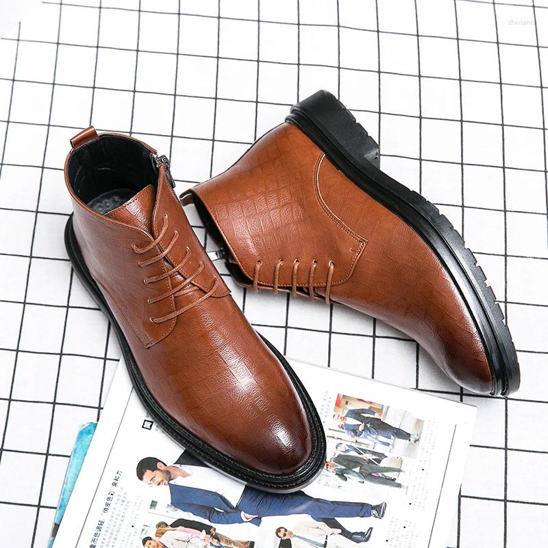 Boots Classic Casual Leather Comfort Leisure Walk Ankle Vintage Style Men's Oxford Footwear Arrival Male Basic