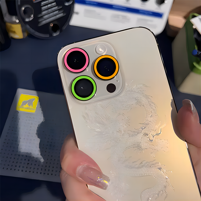 Noctilucent Camera Lens Protection For iPhone 16 15 14 13 12 11 Pro Max Plus Colorful Luminous Ceramic Tempered Glass Lens Screen Protector With Retai