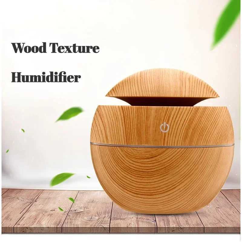 2024 New Wood Grain Vase Humidifier USB Car Close His Colorful Luminous Super Silent Humidifier Holiday Gift for Friends Y241104