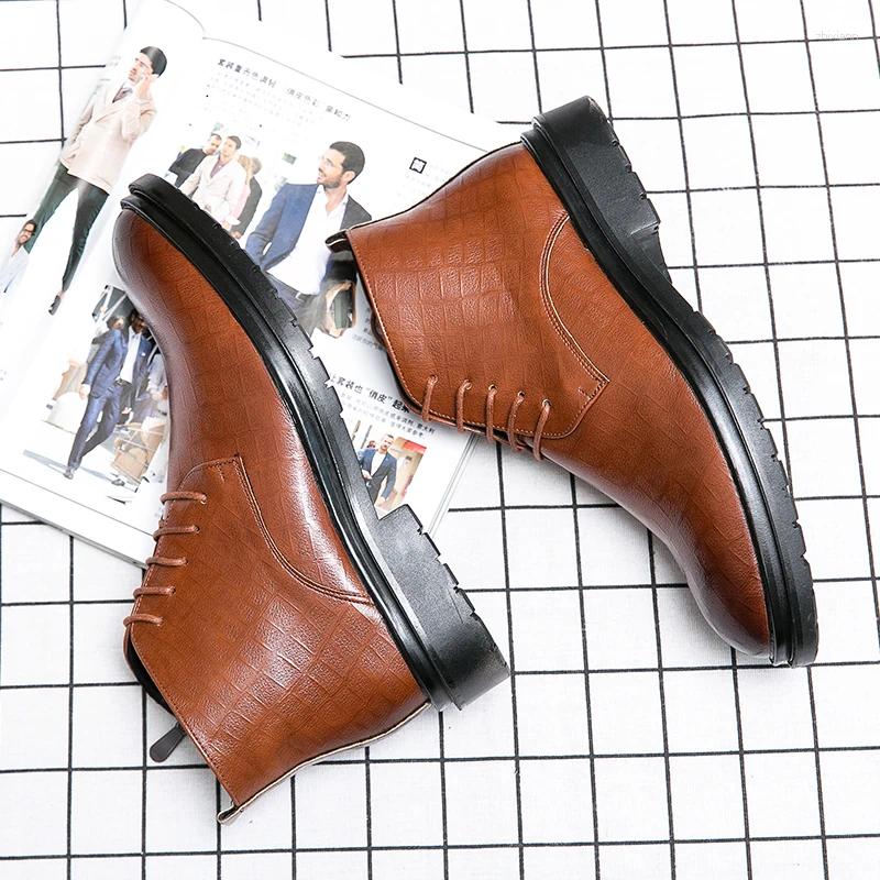 Boots Classic Casual Leather Comfort Leisure Walk Ankle Vintage Style Men's Oxford Footwear Arrival Male Basic