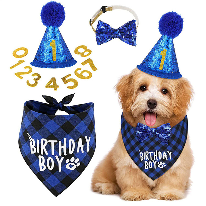 Dog Birthday Party Supplies Offered Birthday Boy Dog Bandana Dog Birthday Hat with Numbers