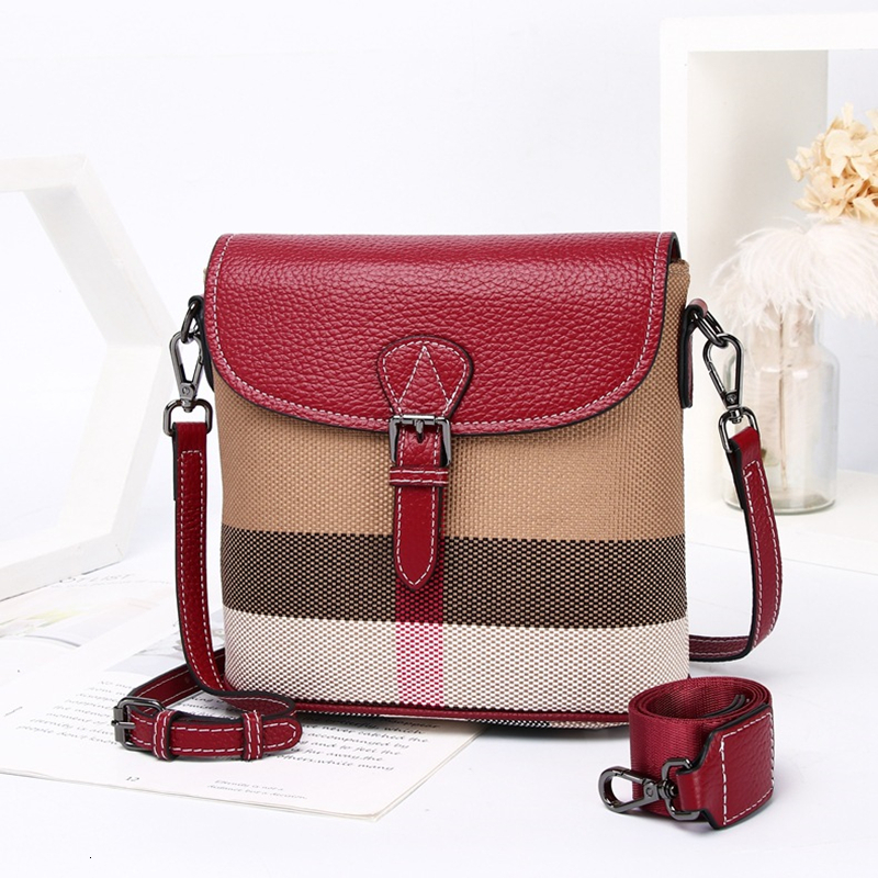 New Spring And Summer Shoulder Women's Classic Plaid Canvas Ladies Messenger Bag Trend Fashion Designer Bucket ddmymoon