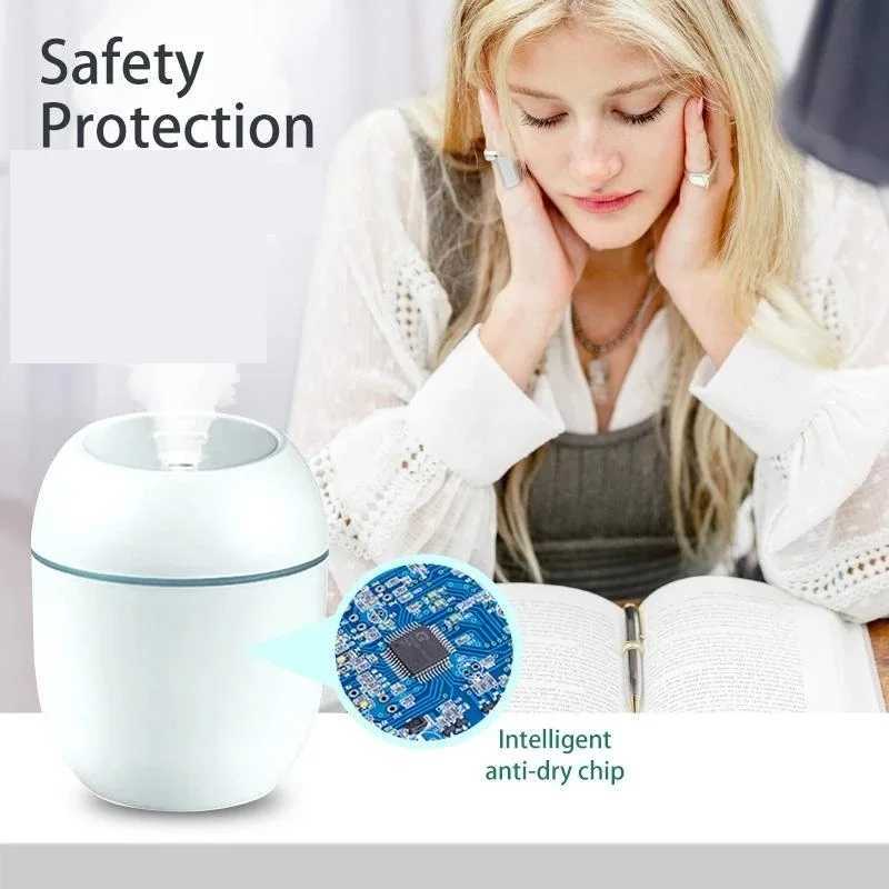 Trasonic Mini Air Humidifier Ara Essential Oil Diffuser for Automotive USB Nebulizer with LED Night Light Y241104