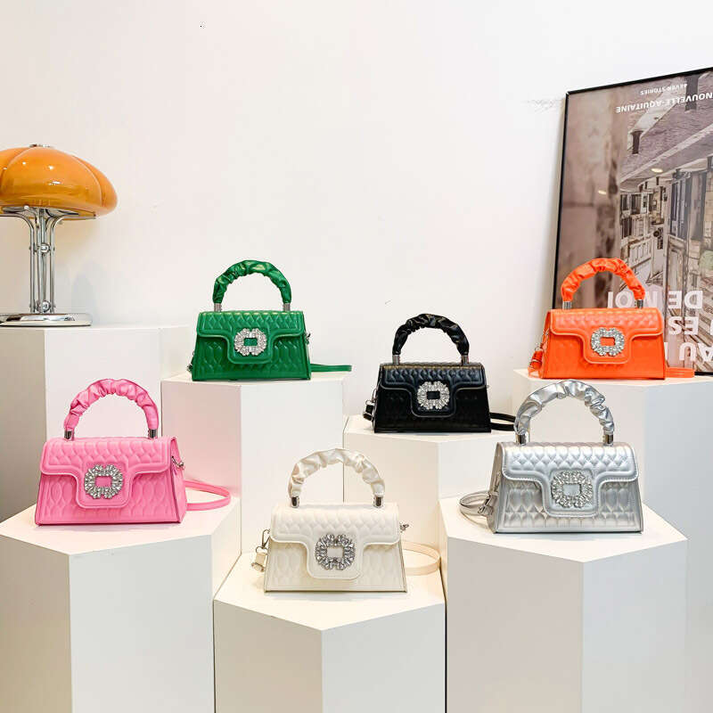 2024 New Fashionable Square Texture Handbag, Western Pressure Shell Shoulder Bag, Small and Versatile Crossbody Bag