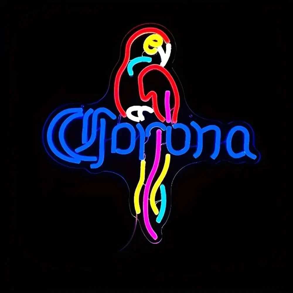 Neon Sign Beer Bar Club Bedroom Corona Light Parrot Sign Glass Neon Sign Office Hotel Bar Cafe Wedding Party Mens Cave X241028