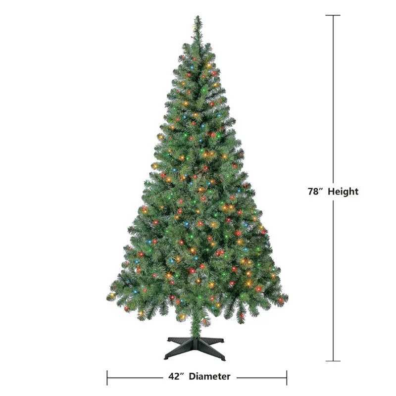 6.5-foot pre lit Madison pine artificial Christmas tree with 250 color changing LED lights and brackets according to holiday time W241029