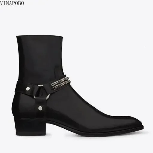 Vintage Men Chelsea Boots Genuine Leather Suede Rome Style Man Ankle Zipper Male Casual Buckle Shoes Sapato Botas 241028