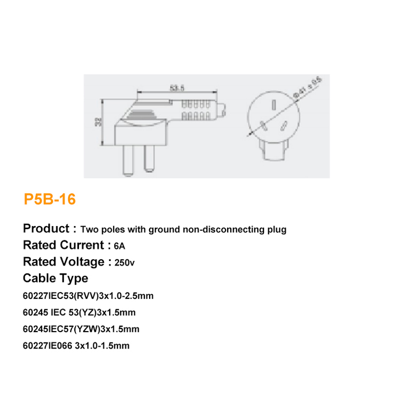 Factory Wholesale Price Black 220V Electric Type Copper Power Cord 3 Pin Plug with standard any size wire for hot sales