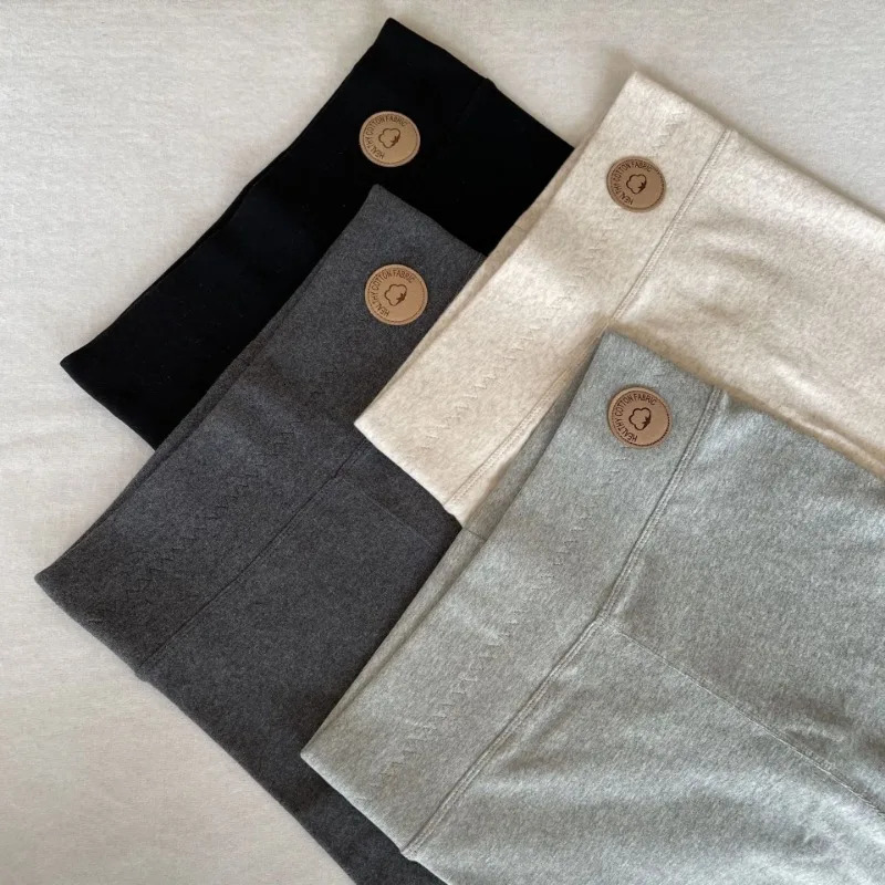 Cotton Super Thick Lamb Wool Leggings Autumn Winter Fashion Fleece Grey Ankle Pants Solid High Waisted Warm Cotton Pants 241028