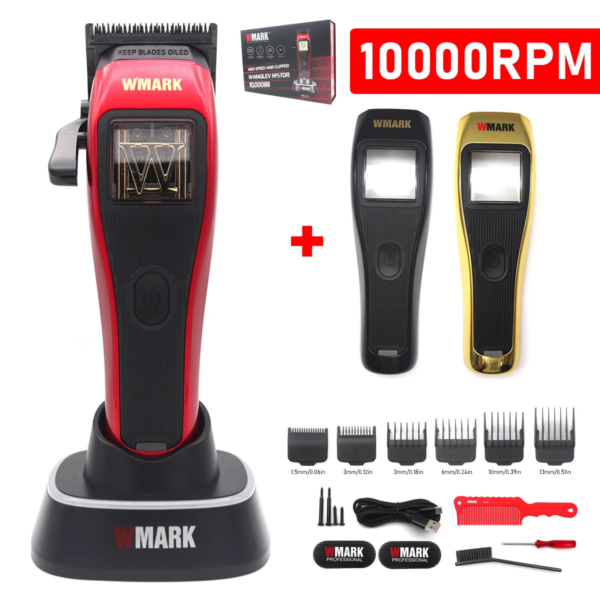 WMARK NG-X1 10000RPM Magnetic Vector Motor Professional Mens Hair Clipper DLC Blade with Seat Charger Hair Clipper 241028