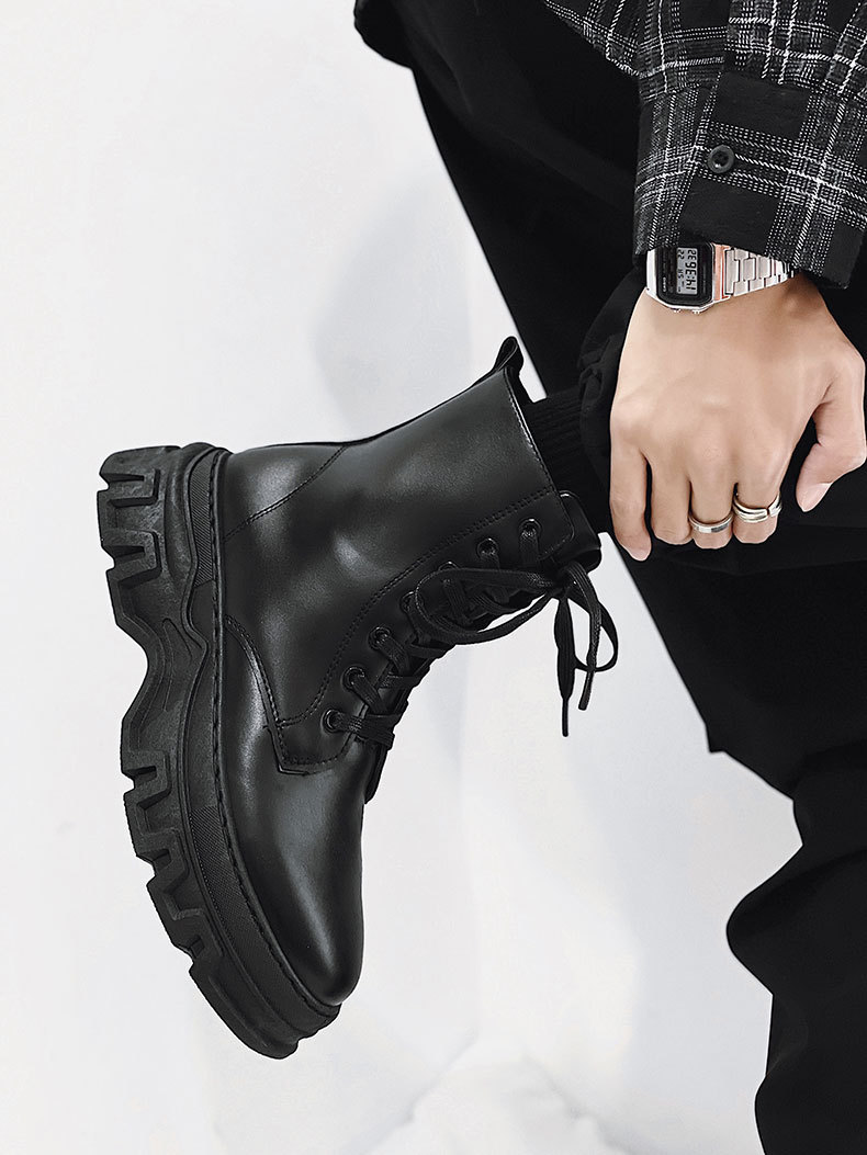 2024 New Men's Martin Boots British Style Motorcycle Boots High Top Leather Face Trendy Men's Boots Large Size
