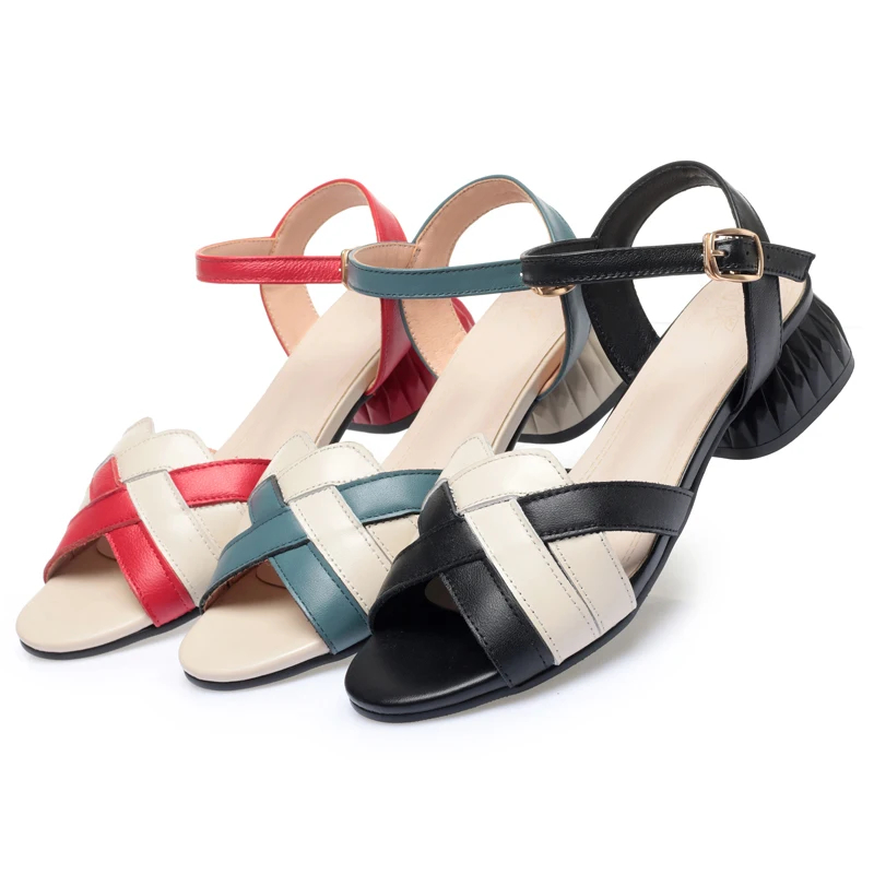 AIYUQI Sandals Women Genuine Leather 2024 New Summer Women Sandals Rome Colorblock Open Toe Large Size Sandals Women