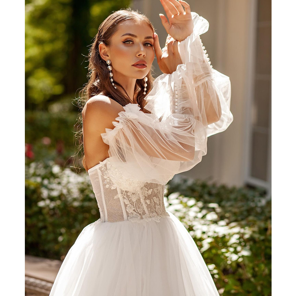 Sleeves Detachable Long A E Wedding Dresses Sweethear Off The Shoulder Lace Appliques Boho Beach Princess Bridal Gowns ppliques