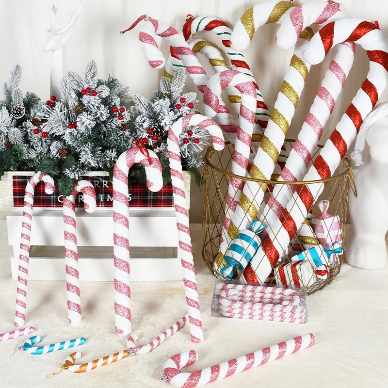 16-43cm Christmas Pink Ornament Dance Performance Cane Pink Candy Props Pographic Wedding Christmas Tree Candy Cane Pendant 241028