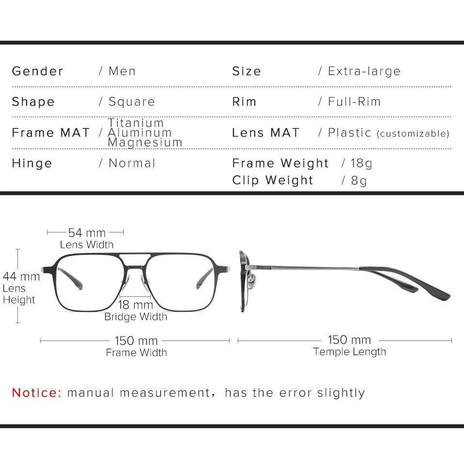 4-in-1 Night Vision 3D Magnetic Clip Sunglasses for Men Pure Titanium Polarization Myopia Prescription Optical Sunglasses for Men W241028
