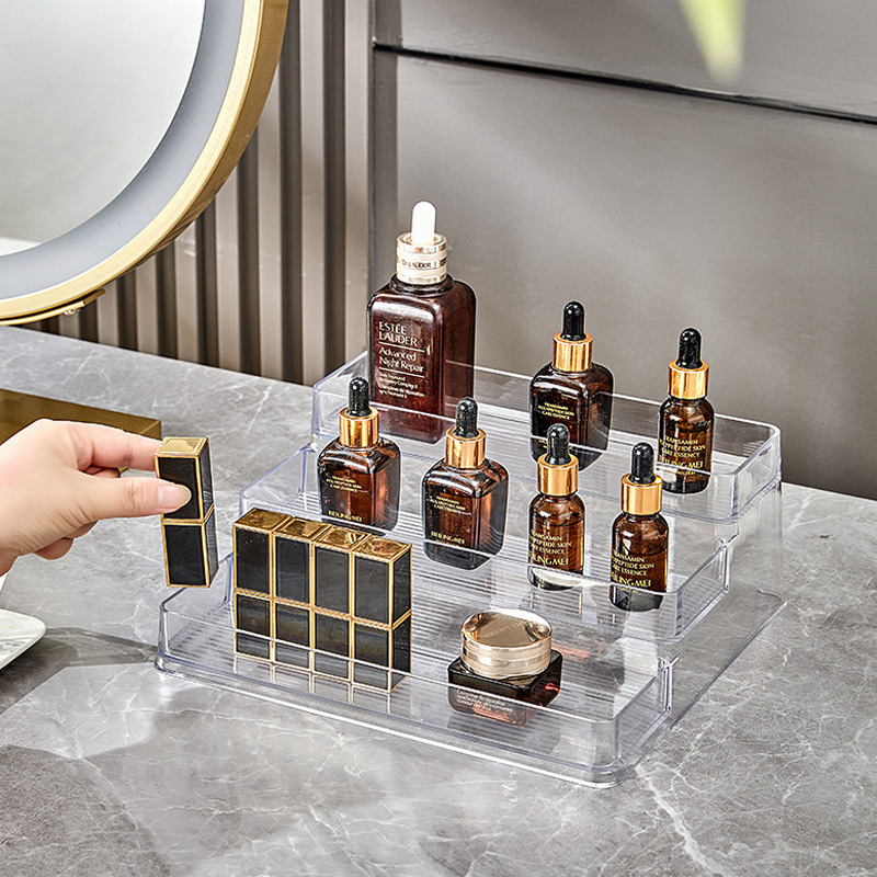PET Kitchen Seasoning Bottle Shelf Home Spice Ladder Organiser 3 Tier Desktop Cosmetic Organiser