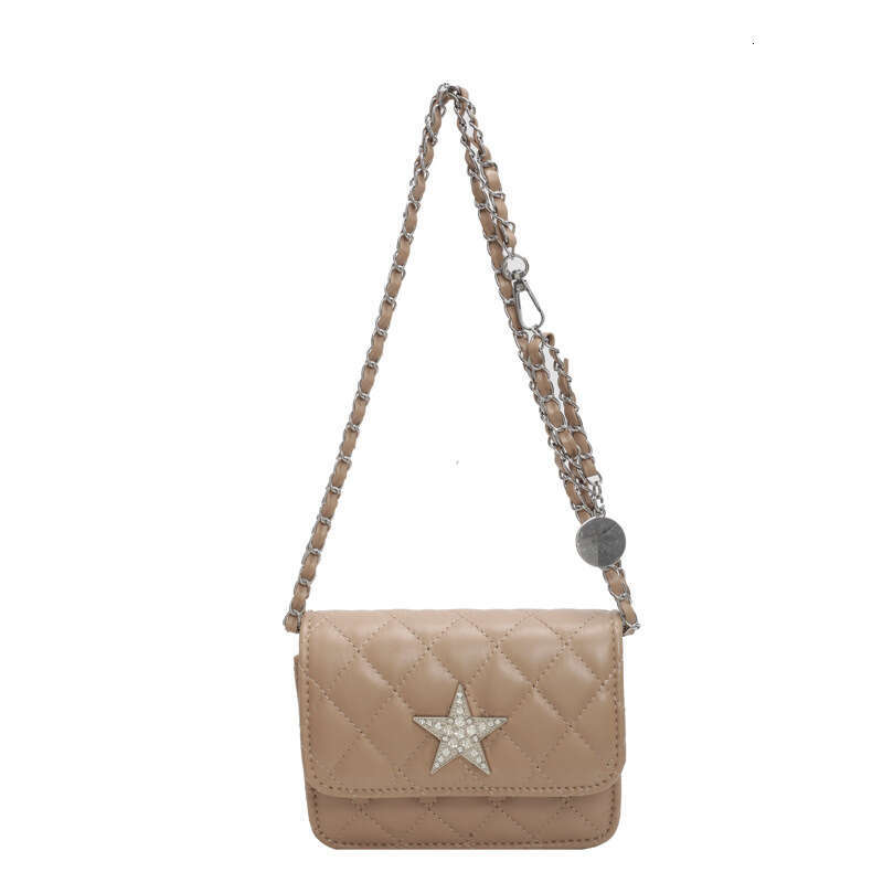 Embroidery thread PU small square 2024 new fashionable women's texture five-star chain shoulder trendy versatile crossbody bag