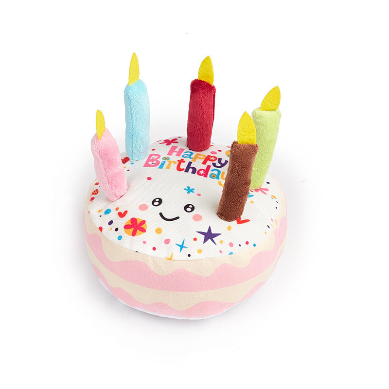 Multipet Plush 6.89-Inch Musical Birthday Cake Dog Toy Pets Birthday Payty Toys