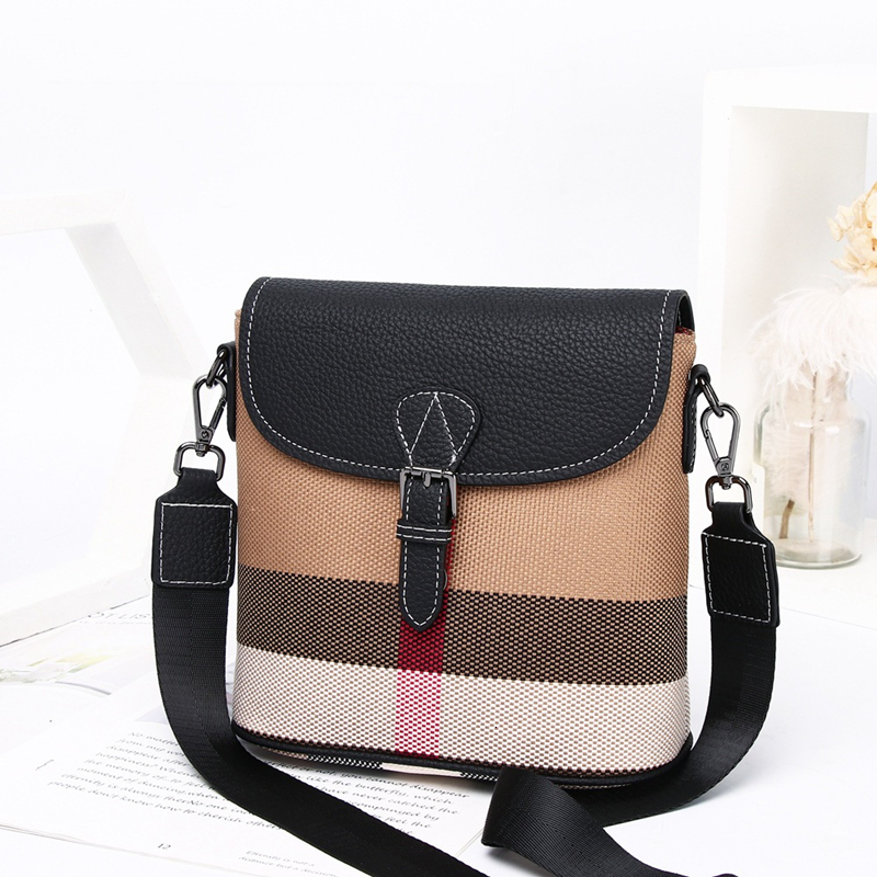 New Spring And Summer Shoulder Women's Classic Plaid Canvas Ladies Messenger Bag Trend Fashion Designer Bucket ddmymoon
