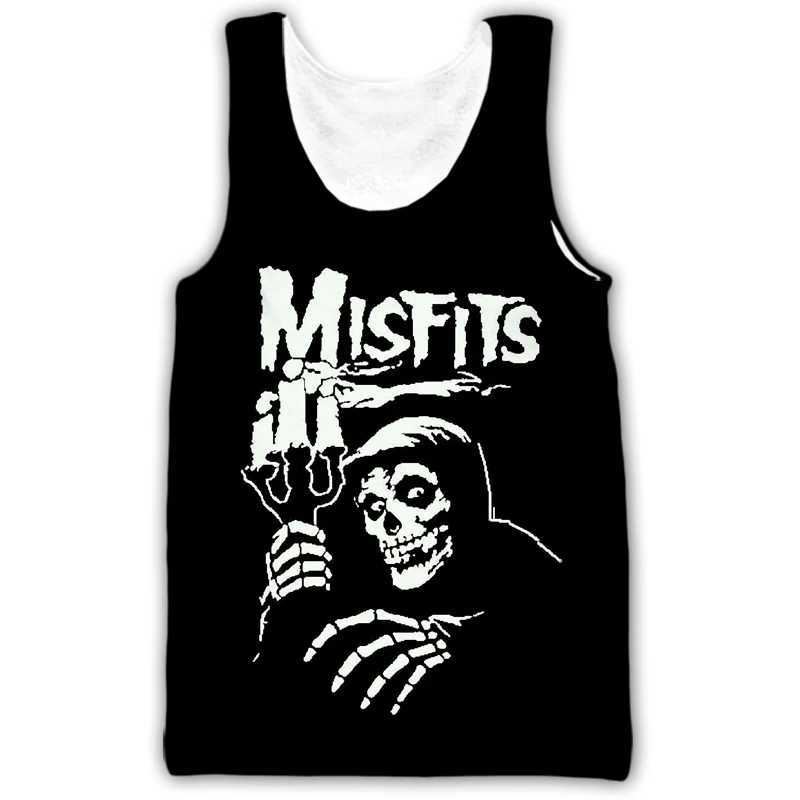 New Misfits Rock Band Tank Tops Skull 3D Print Strtwear Mens Oversized Slveless Tank Top Bodybuilding Gym Vest Man ClothingC241029