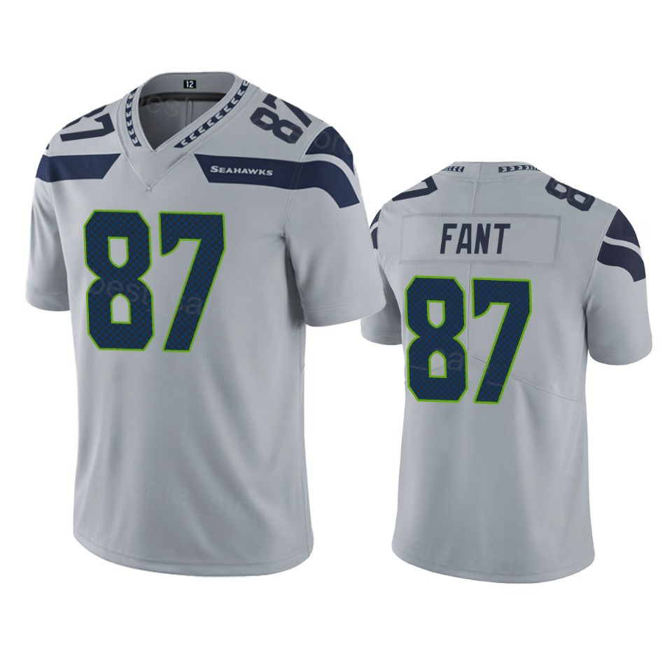 Custom Seattle Football Jersey 7 Geno Smith 9 Kenneth Walker III 26 Zach Charbonnet 14 DK Metcalf 11 Jaxon Smith-Njigba 87 Noah Fant Blue WHite Green 