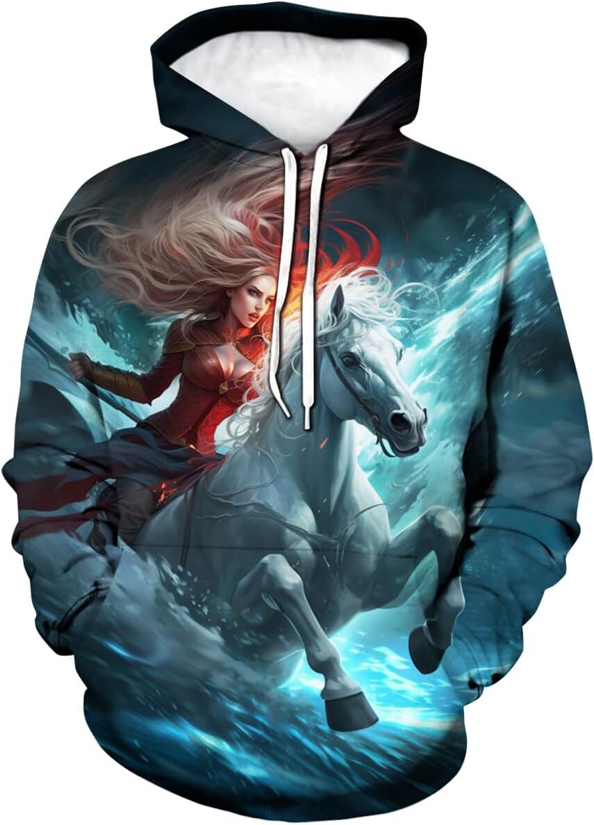 Hoodie for Mens Womens Funny Horse Sweatshirt Novelty Animal Graphic Theme Hoodie Graphic Hoodies sweatshirt Fashion and leisure cool