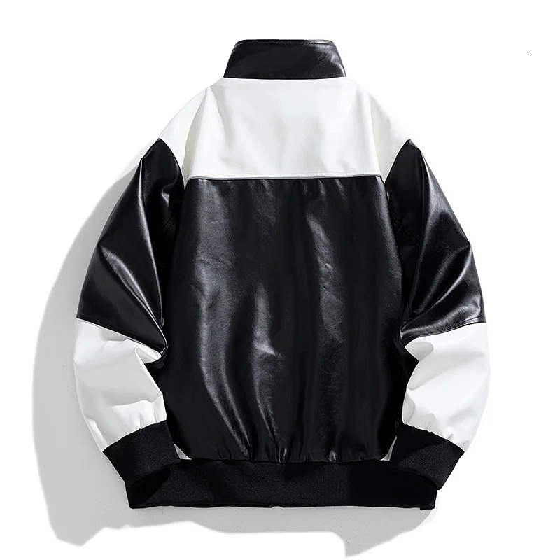 Mens leather clothing autumn accessories color trend printing outdoor bicycle motorcycle set mens casual leather jacket 241028