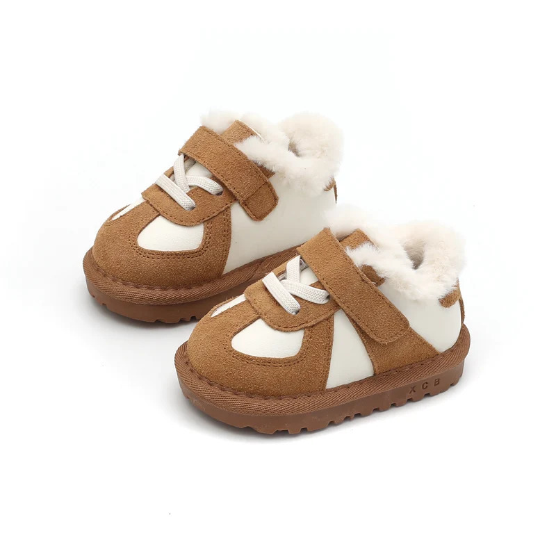 Winter Baby Snow Boots Unisex Leather Boys Shoes Warm Plush Girls Sneakers Outdoor Fashion Toddler Kids Shoes 241028