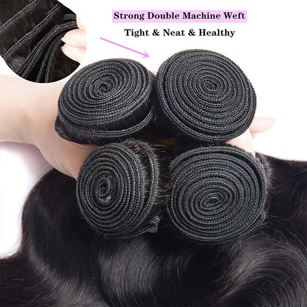 Body Wave Double Drawn Remy Extensions Brazilian Raw Weaving Natural Black Human Hair Bundles
