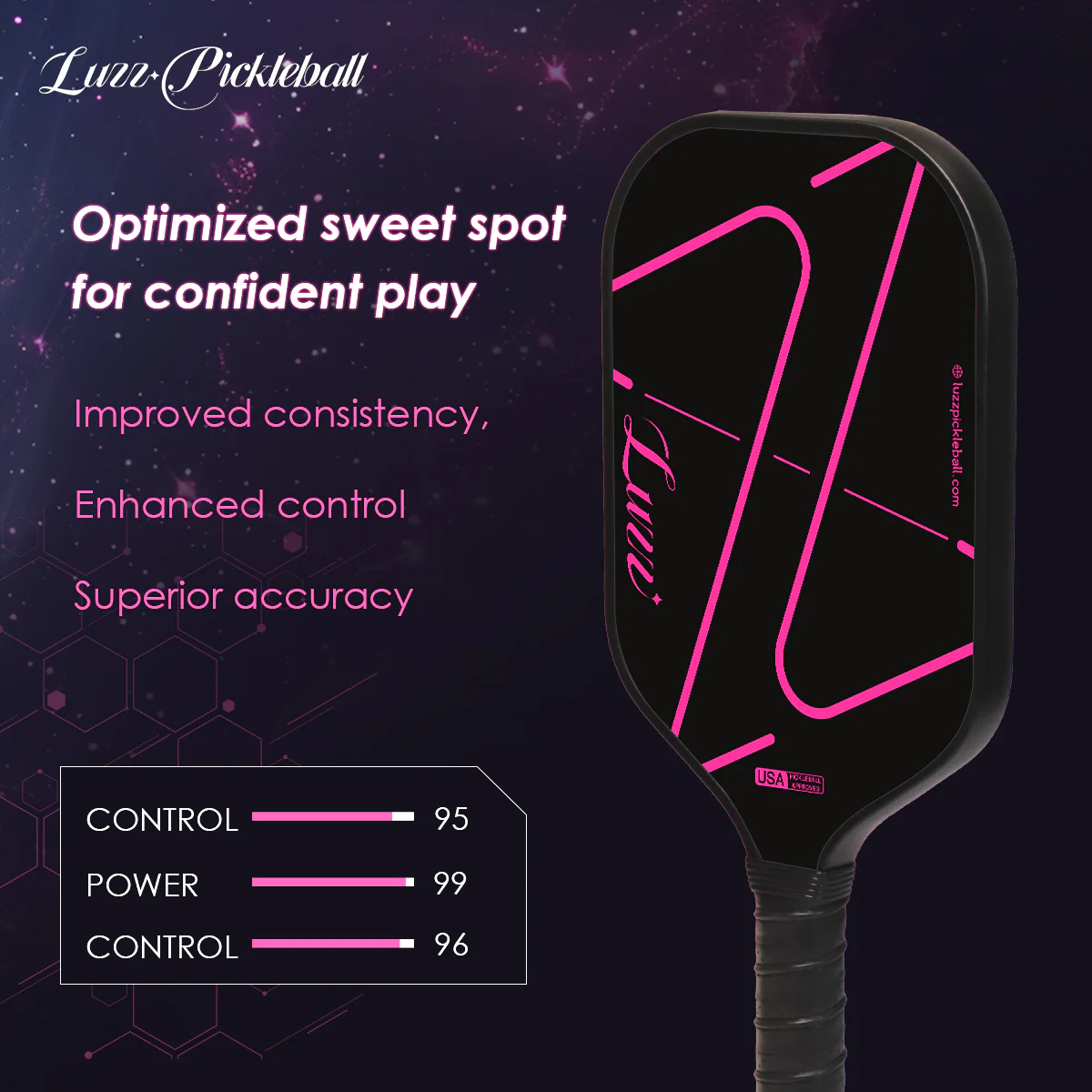 Luzz ZZ USAPA Approved Pickleball Paddle Thermoformed Gen 3 Pickleball Racket T700 Raw Carbon Fiber Unibody 16mm Polymer Core