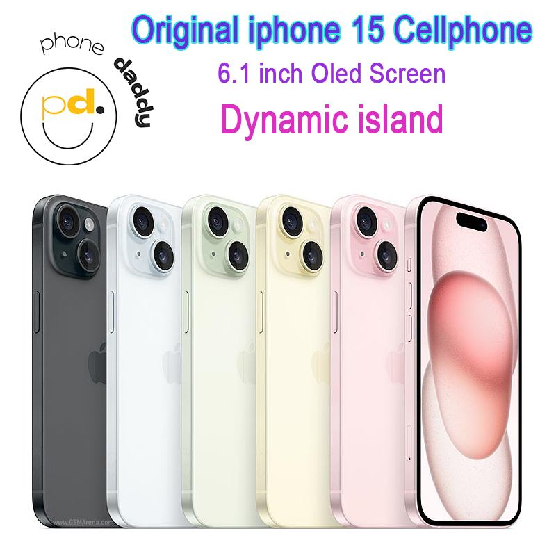 Genuine Unlocked Apple iPhone 15 RAM 6GB ROM 128GB 256GB 512GB A16 Bionic iOS 17 upgradable to iOS 18.1 5G Cell Phone 6.1 inch Oled Screen Dynamic island