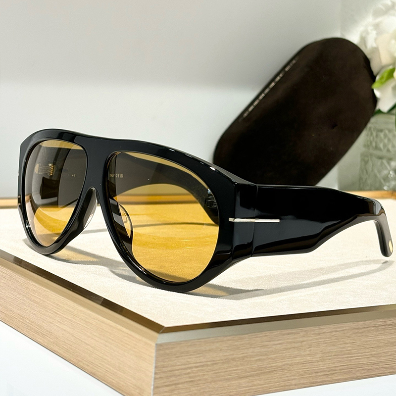 Designer sunglasses Mens BRONSON SUNGLASSES Womens Sunglasses Black frame yellow lens 1044 pilot sunglasses thick big frame Luxury sunglasses UV400 protection