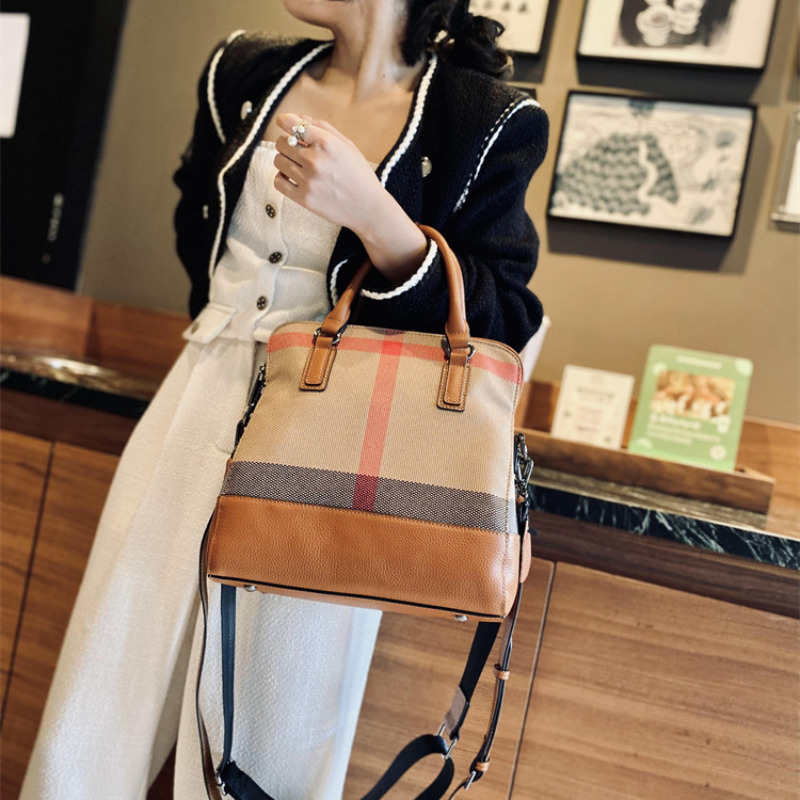 New Genuine Leather Plaid HandBag 2023 High Capacity Shoulder Bags Fashion Brand Designer Trends Handbag ddmymoon