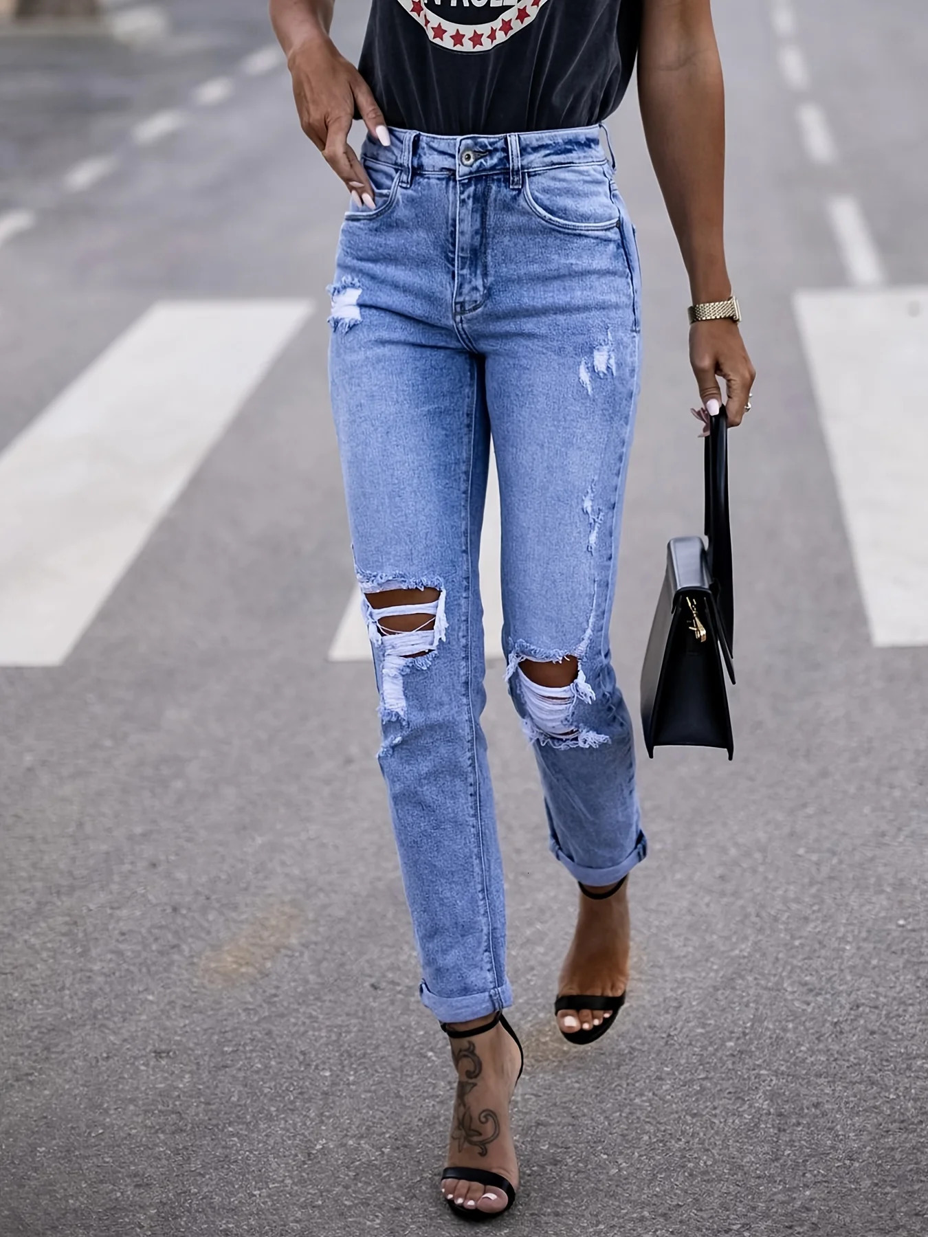 women Elastic womens tight jeans 241029