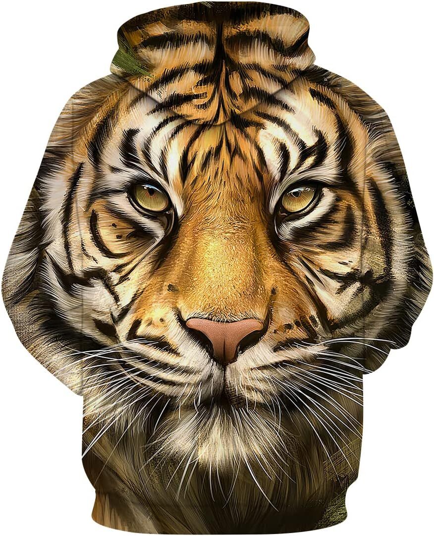 Men's and women's hoodie trend Tiger men's hoodie 3D full print fierce tiger fashion sweater soft loose autumn spring Harajuku sweatshi
