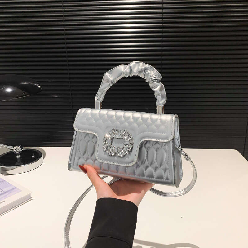 2024 New Fashionable Square Texture Handbag, Western Pressure Shell Shoulder Bag, Small and Versatile Crossbody Bag