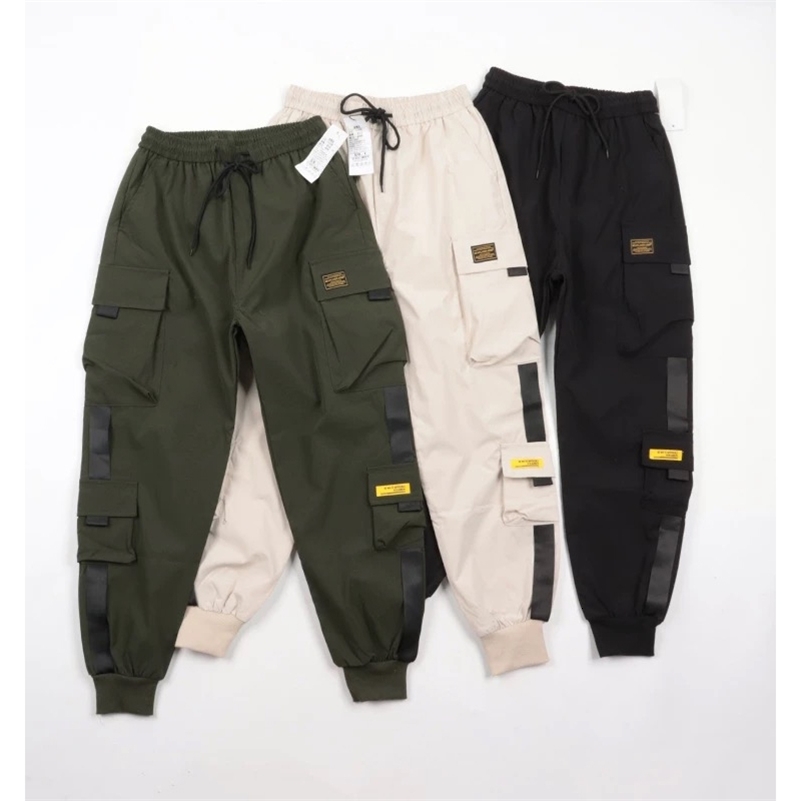 Loose Fit Multi Pocket Joggers For Spring Summer Mens Street Style Waist Drawstring Casual Pants Cargo Fitness Outdo y241017
