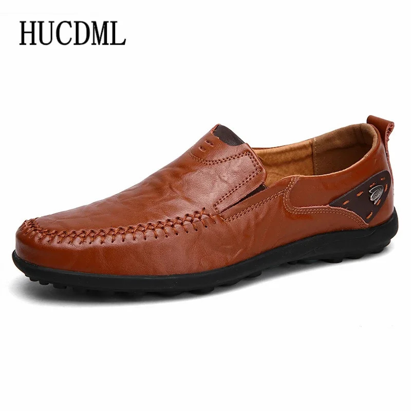 Leather Mens Loafers Comfortable Slip-on Driving Casual Shoes Soft Bottom Big Size 38-47 Support Drop 241028
