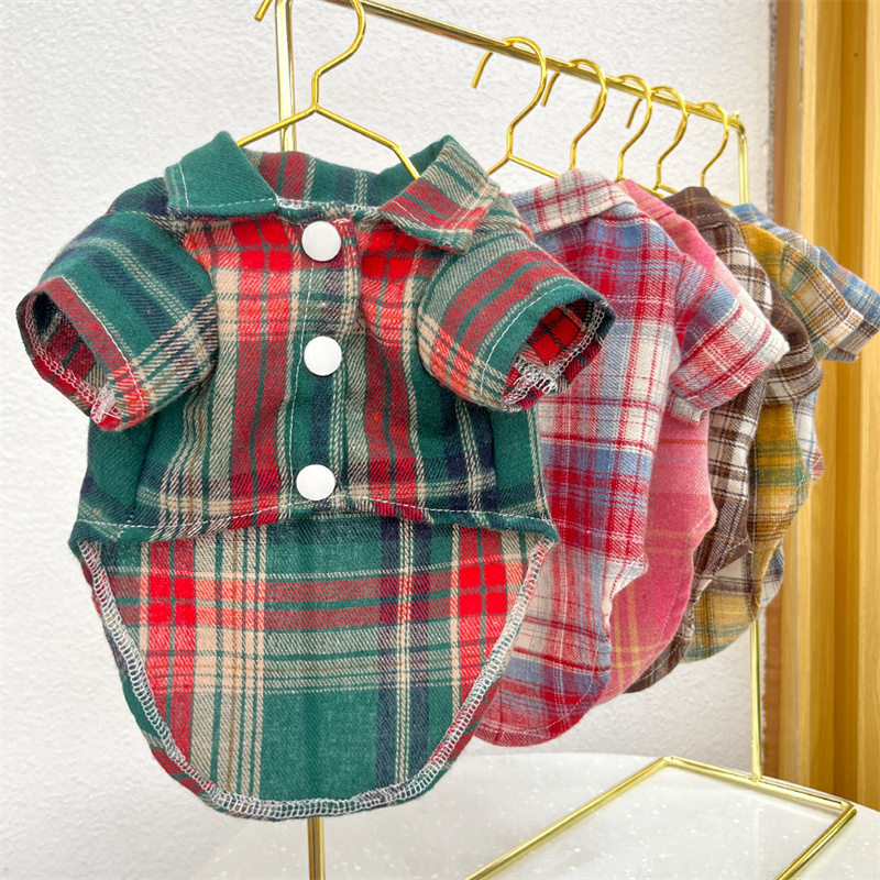 Pet Plaid Clothes T-Shirt Sweater Bottoming Shirt for Small Dog Cat Puppy Grid Adorable Wearing Stylish Cozy Halloween,Christmas Costumes Free shippin