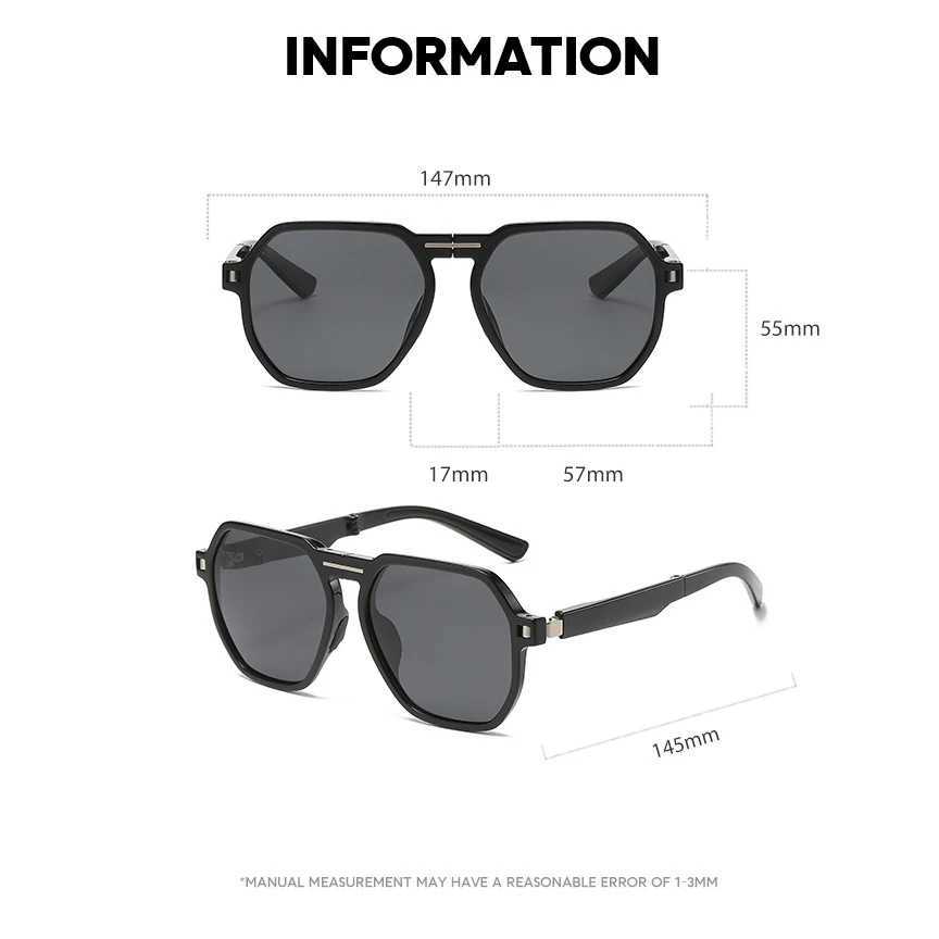 Luxury Brand Designer Square Fold Polarized Sunglasses Women For Men Male Trendy Sun Glasses Fashion Vintage Punk Ladies ShadesX241028