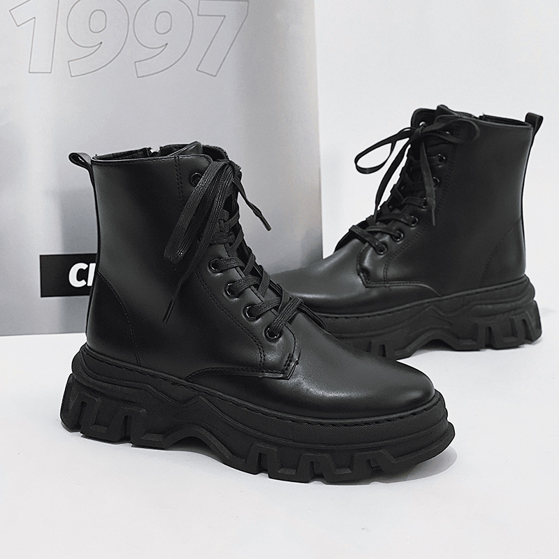2024 New Men's Martin Boots British Style Motorcycle Boots High Top Leather Face Trendy Men's Boots Large Size