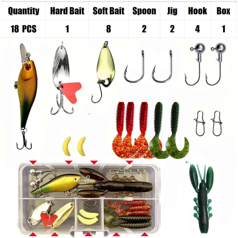 Fishing bait set 18/21/59/142 pieces Mixed VIB bait set Soft bait Minnow Popper hook Full fish accessories Fresh water 241029ww