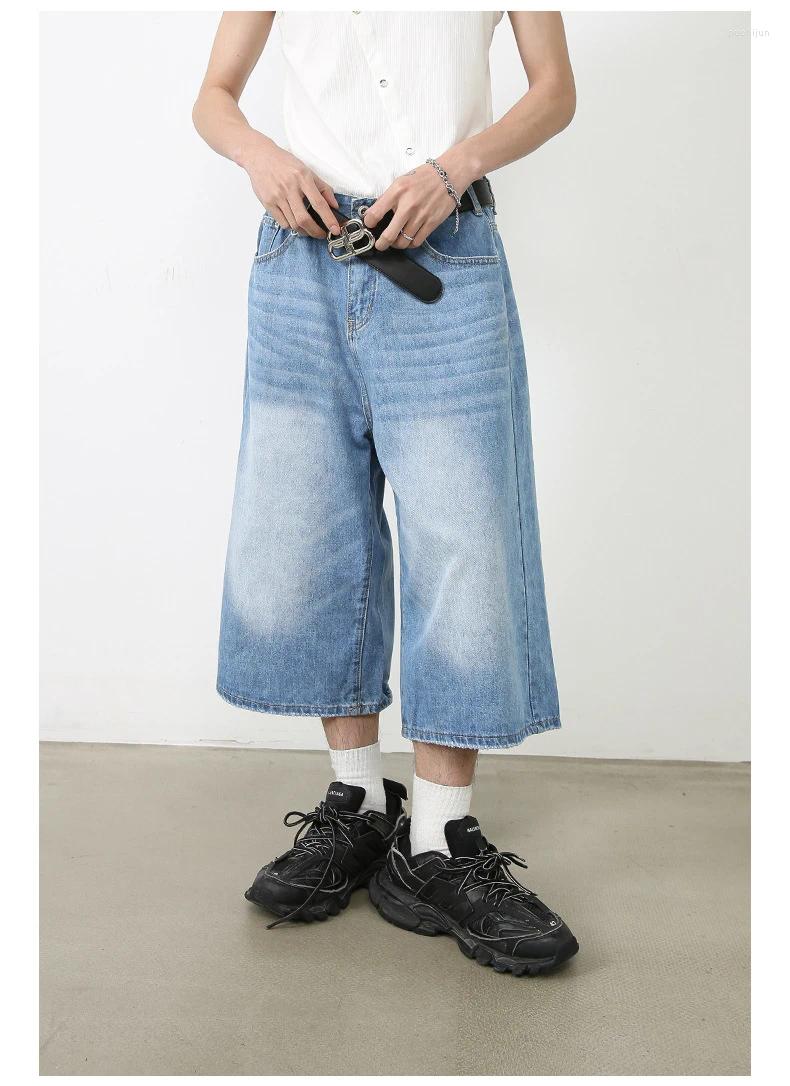 2025 S Fashion Designer Men S Jeans Streetwear Style Mid Long Vintage High Waist Korean Women S Y K Wide Leg Shorts Baggy Washed Grunge Denim